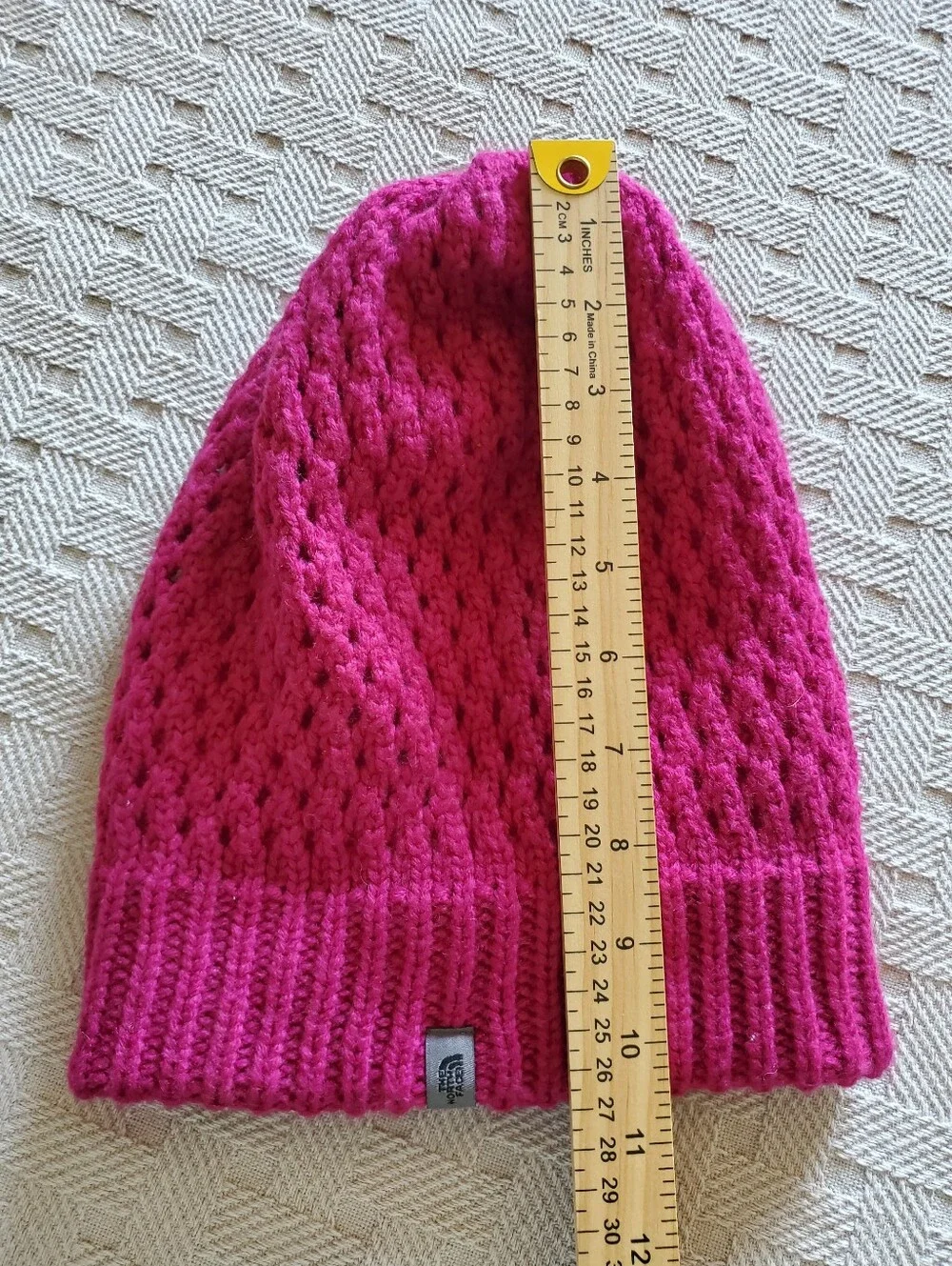 The North Face Open-Knit Cuffed Beanie Hat Hot Pink